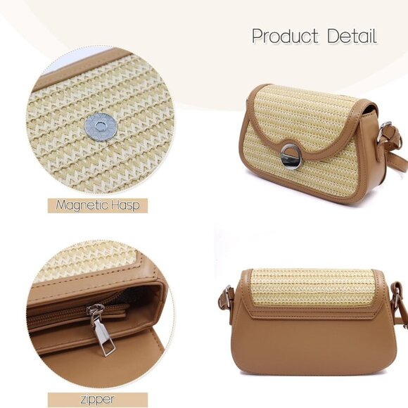 Straw Crossbody Bag for Women Small Shoulder Handbag Fashion Hobo Bag Trendy Und - Picture 3 of 7